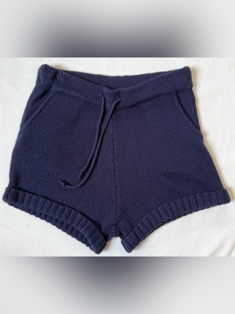 525 America High Waist Knit Shorts in Dark Blue